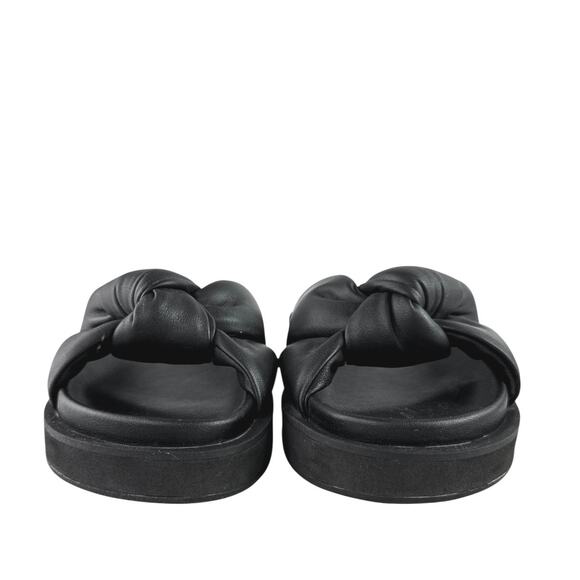 MNG Mango Women's Black Knot Slip On Platform Flats Mules Sandals Size 39 US 8.5 - Picture 2 of 8